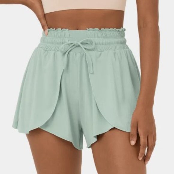 HALARA Pants - NWT Halara Frill High Waist Drawstring Waistband Stacked Short Green Lily XL